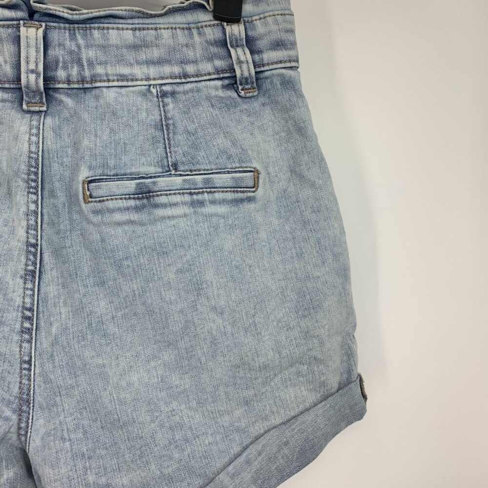 Express Denim Shorts Shortie Super High Rise Blue Cuffed Paperbag - Picture 10 of 10